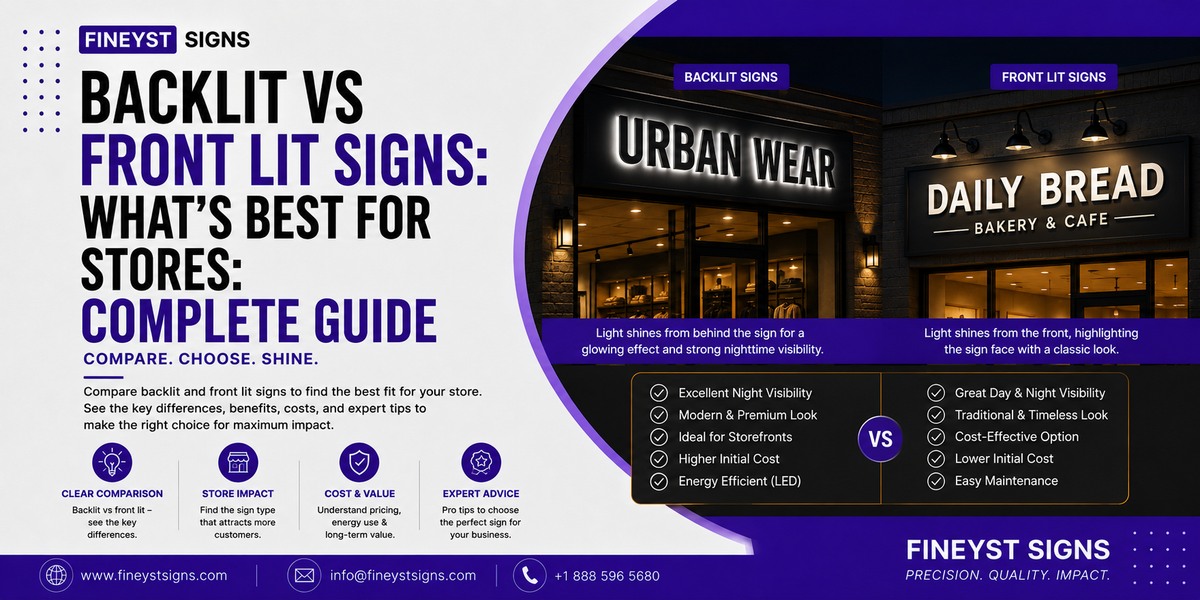 Backlit vs Front Lit Signs: What's Best for Stores: Complete Guide
