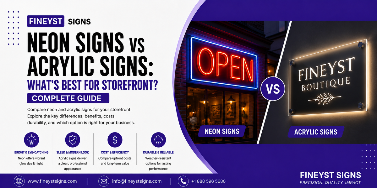 Neon Signs vs Acrylic Signs: What's Best for Storefront? Complete Guide